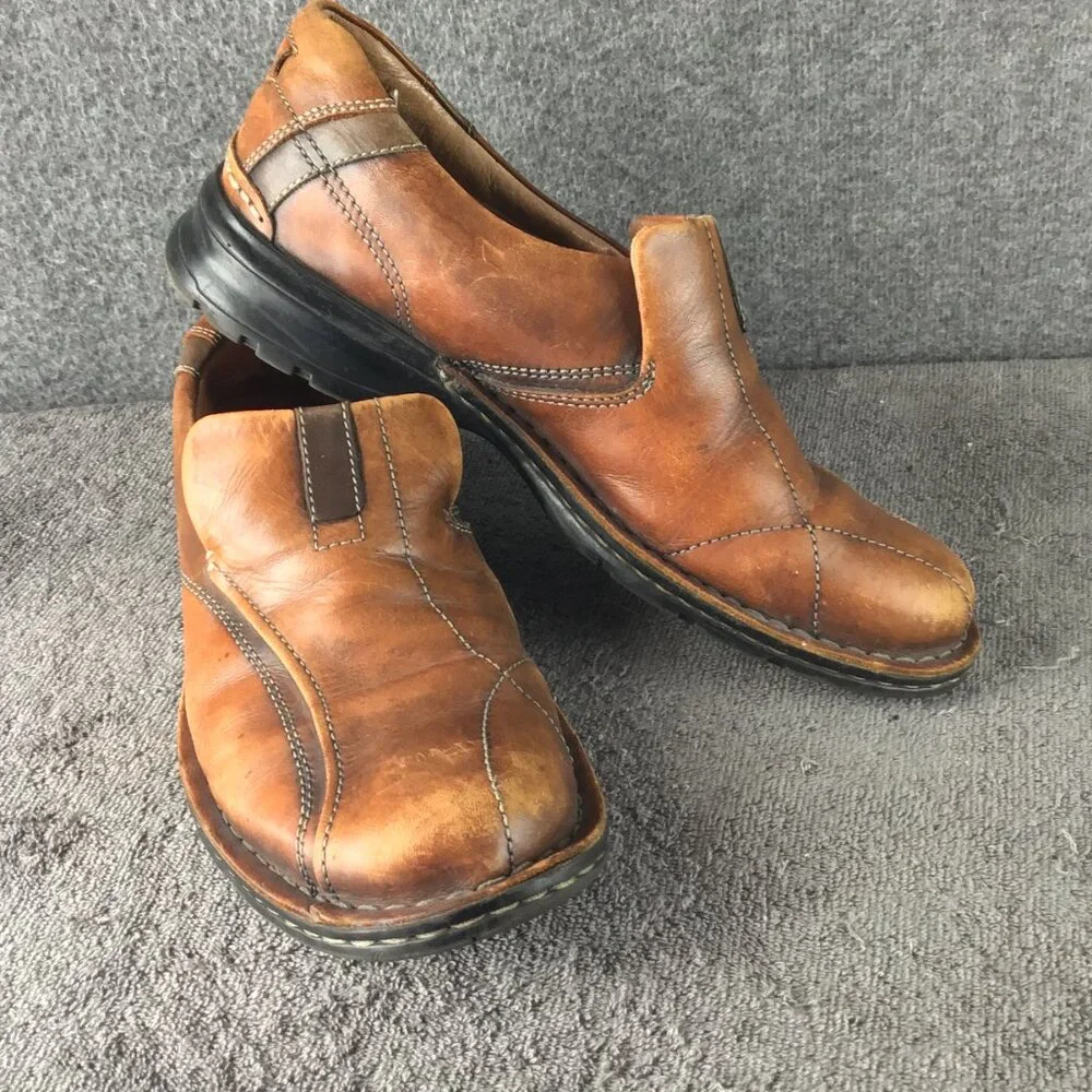 Clarks Escalade Mens 10M Brown Leather‎ Slip On Loafers